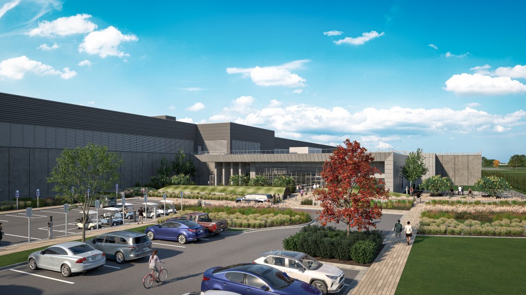 Rendering of Meta’s DeKalb Data Center building