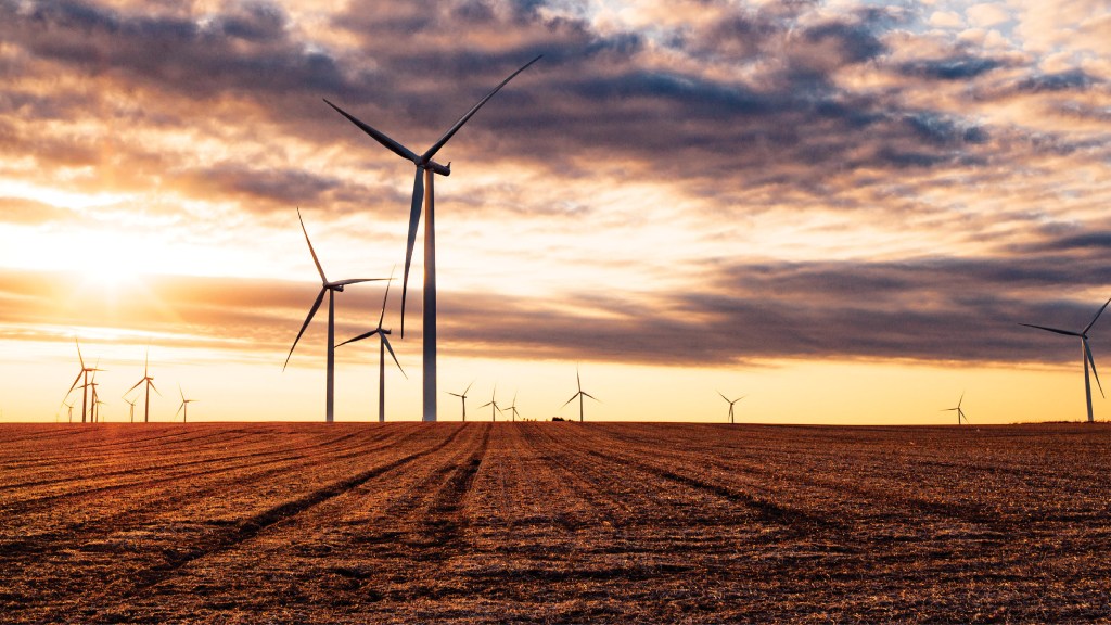 Sunset over wind energy turbines from a Meta-supported wind project